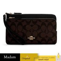 ราคา กระเป๋าคล้องมือ COACH C5576 DOUBLE ZIP WALLET IN SIGNATURE CANVAS (IMAA8) (26365593158)