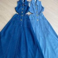 ราคา DD1 เดรสยาวยีนส์แท้ เว้าเอว คอปกกระดุมแต่งดีเทลเก๋สีทองวาว เนื้อผ้าพรีเมียมหนัก ดานหลังสม็อค (42861735084)