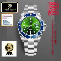 ราคา Royal Crown (รุ่น Submariner ของแท้ 100%) นาฬิกาผู้ชาย สุภาพบุรุษ ขนาดหน้าปัดรวมเม็ดมะยม 44 mm.รับประกัน1 ปี กันน้ำ 100% (6069121669)