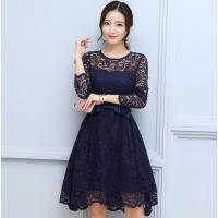 ราคา ชุดเดรสผ้าลูกไม้เนื้อนิ่มเนื้อดีซีทรูสีกรมท่า (1457261316)