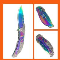 ราคา มีดพับ BROWNING ใบมีดลาย ด้ามจับลายจิ้งจอก ใบมีดสกรีนลาย สีรุ้งไทเท (24529735274)