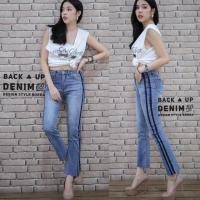 ราคา กางเกงยีนส์เอวสูงขาม้าเล็ก แต่งแถบข้าง เท่มาก งานป้าย Back up จ้า งานดีงานนิ่มใส่สบายค่ะ (1617720249)