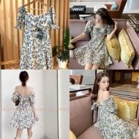 ราคา ป้ายypy เดรสลายดอก สายเดี่ยวเปิดไหล่ เว้าเอว (6779807122)