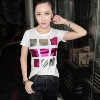 ราคา เสื้อยืดคอกลม แขนสั้น สกรีนบล็อกสี (สีขาว) รหัส FSO3002 (1259496445)