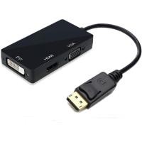 ราคา Multi-Function Displayport Dp to HDMI/DVI/VGA Male to Female 3-in-1 Adapter Converter Cable (27286460915)