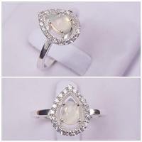 ราคา แหวนพลอยแท้ แหวนเงินแท้ 92.5% ชุบทองคำขาว โอปอลแท้ ประดับเพชร CZ (18966536282)