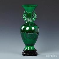 ราคา Jingdezhen เซรามิกสีเขียวเคลือบตกแต่งบ้านแจกันแจกันโบราณแจกันพอร์ซเลนสีฟ้าและสีขาวขวดสองหูงานฝีมือจีน EB60 (22254732581)