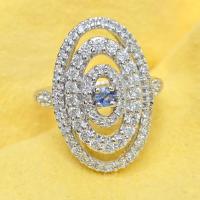 ราคา แหวนเงินแท้ 925 พลอยไพลินเเท้. 925 Natural Blue Sapphire Sterling Silver Ring (28674483940)