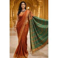 ราคา ผ้าส่าหรีอินเดีย ส่าหรีอินเดีย มือสองSAREE-44ส่าหรีสีส้ม ทอลาย ส่าหรีแบบนุ่งเอง ความยาว 6 ม. ชุดอินเดีย ชุดส่าหรี (50904683068)