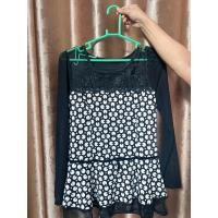 ราคา เสื้อ แขนยาว ฉลุ สีดำขาว ✅ อกได้ถึง 36 (27489696014)