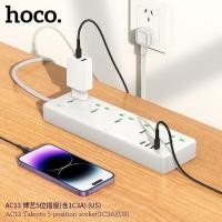 ราคา ปลั๊ก3ตา Hoco รุ่น AC13 ปลั๊กไฟ 3ช่องUSB 1ช่องType-C USB ปลั๊กไฟ 3 ตา ความยาว1.5 เมตร (40803421426)