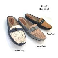 ราคา prettycomfort รองเท้าคัชชูส้นเตี้ย เพื่อสุขภาพเปิดส้น หนังนิ่ม พี้นแบน หนังนิ่มมาก พี้นยางสั่งทำพิเศษ พี้นสูง1เซน X11607 (25919709029)