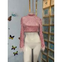 ราคา 1เสื้อครอปแขนยาวผ้ากำมะหยี่ปักเลื่อมวิ้งๆทั้งตัว (43772693965)