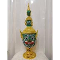 ราคา หัวโขน ทศกัณฐ์ ขนาดสวมหัว งานกระดาษ (ไม่ใช่งานหล่อเรซิ่น) แข็งแรงทนทานตามแบบโบราณ กระดาษ ทองเค ประดับพลอย ฟรีฐานแดง (7661210295)