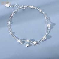 ราคา รอยMARK กำไลเงิน กำไลเงินประดับดาว สร้อยข้อมือเงิน เงินแท้925 ไม่ลอก ไม่ดำ (29372405844)