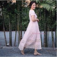 ราคา เดรสลูกไม้ยาว ป้ายJariya (840497136)