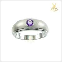 ราคา แหวนอเมทิสต์แท้ เม็ดเดี่ยว เงินแท้925 ชุบทองคำขาว (7877947121)