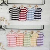 ราคา พร้อมส่งTOPSHOP ❤เสื้อยืดคอกลมแขนสั้น ลายริ้วbasic style❤งานป้าย (8682115622)