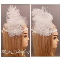 ราคา มงกุฎคาดผม เครื่องประดับผม ขนนก สีขาว แนวแกสบี้ ติดข้างเดียว (1483887776)