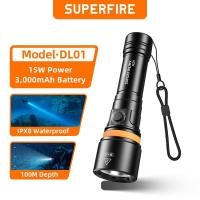 ราคา ไฟฉายดำน้ำ SUPERFIRE DL01 15W IPX8 กันน้ำ มืออาชีพใต้น้ำ 100 เมตร สกูบา ไฟฉุกเฉิน 1400 ลูเมน ไฟทำงาน (53753269186)