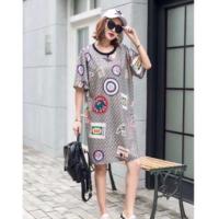 ราคา เดรสลายแฟชั่น ผ้ารู (Size สาวอวบ) (9293650802)