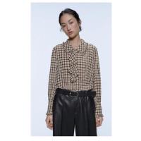 ราคา ส่งต่อเสื้อเชิ้ต Zara ลายสก็อตสีครีมดำ (3279232617)