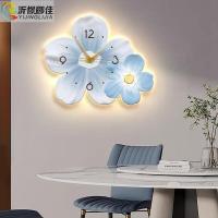 ราคา สจฮอต ขนาดเล็กสดห้องนั่งเล่นนาฬิกาภาพวาดตกแต่ง นํา ส่องสว่างภาพวาดโคมไฟติดผนังครีมสไตล์ร้านอาหารนาฬิกาแขวนผนังดอกไม้นาฬิกาแขวน (50352064091)