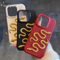 ราคา Iphone 16 15 14 13 12 11 Pro Max X Xr Xs Max 7 8 Plus SE2020 เคสโทรศัพท์ Ins 3D DIY สองงูสีทองนุ่มปกหลัง (26072108644)