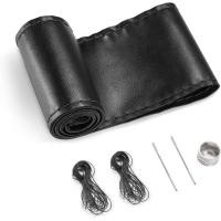 ราคา SEG ฝาครอบพวงมาลัยหนังแท้โดยตรง, Stitch On Wrap, 15 นิ้วสําหรับรถบรรทุกรถ SUV Pickup Boat, เย็บ DIY พร้อมด้ายเข็ม, สีดํา (49252461138)
