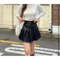 ราคา ส่งต่อ - Malimays Leather skirt with belt สีดำ Size S (ใช้ครั้งเดียว ไม่มีตำหนิ) (23890528178)