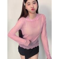 ราคา mayura_stores No.H489 เสื้อแขนยาวผ้าโปร่งแสง (กากเพชร) ผ้ายืด เสื้อผ้าแฟชั่น ใส่สบาย ส่งจากไทย (42403186987)