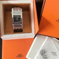 ราคา Hermes Watch H-Hour สายเหล็กหน้าปัดดำ Boysize (หายาก) ของแท้! สภาพดีมาก อุปกรณ์ กล่อง แคร์บุค ข้อต่อ (1328207014)