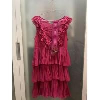 ราคา เดรสชีฟองพลีท ระบายแต่งลูกไม้ สีชมพูบานเย็น (16463817400)