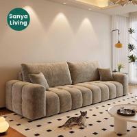 ราคา โซฟาสไตล์อิตาลีเรียบง่ายโซฟาห้องนั่งเล่นผ้า Chenille ตรงแถวโซฟาผ้าภายในบ้านขนาดเล็ก (53604321480)
