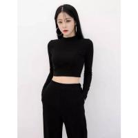 ราคา เสื้อครอปคอเต่าแขนยาว เอวลอย (ผ้าคอตตอน) (3136033585)