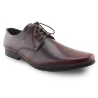 ราคา BROWN STONE LEATHER SHOES DERBY EUROPEAN BRUSH OFF BURGUNDY (479325642)