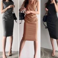 ราคา เดรสแขนกุด ทรงเข้ารูป เย็บแต่งเป็นจีบช่วงไหล่ และข้างเอว มีซิปหลัง (2487162089)