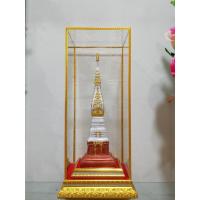 ราคา ตู้กระจกพระธาตุพนมจำลอง องค์ขาว ฐานไม้ กล่องทอง (6555823537)