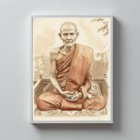 ราคา ภาพมงคล พระบูชา รูปหลวงปู่มั่น ภูริทตฺโต ภาพวาดหลวงพ่อพร้อมกรอบ 4x6 นิ้ว งานพิมพ์ศิลปะพุทธบูชา (43025061210)