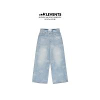 ราคา Levents x Hello Kitty | Monogram Laser Baggy Jeans/ Blue Pants Denim Unisex Straight Fit (26179154925)