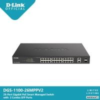 ราคา D-Link DGS-1100-26MPPV2 : 26-Port Layer 2 Lite Smart Managed PoE++ (525W) Gigabit Switch (2-port UTP/SFP Combo) (9534853957)