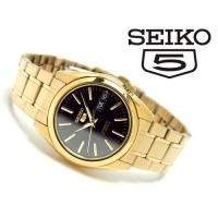 ราคา Seiko 5 Sports Automatic นาฬิกาสำหรับผู้ชาย สายสแตนเลส สีทอง/หน้าปัดดำ รุ่น SNKL50K1 (5517855221)