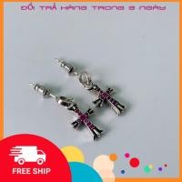 ราคา คุณภาพสูง 925 เงิน Chrome Heart Cross fulldiamond ต่างหู unisex (25127955132)