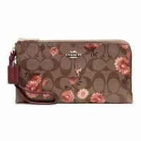 ราคา DOUBLE ZIP WALLET IN SIGNATURE CANVAS WITH PRAIRIE DAISY CLUSTER PRINT (COACH F78020) (7118728093)