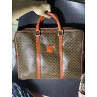 ราคา Céline Macadam Briefcase Bag Brown Leather Handbag มือสอง (11311928447)
