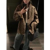 ราคา HANLU American Leopard-Print Shirt Coat Autumn Niche Long Sleeve Loose Top (26442642170)