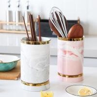 ราคา DT77-27 กระบอกเซรามิคลายหินอ่อนใส่ช้อนทัพพีแต่งขอบสีทอง H7-1 (44127996728)