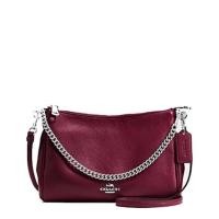 ราคา #ส่งฟรี EMS #ของแท้% COACH F36666 CARRIE CROSSBODY IN PEBBLE LEATHER (SILVER/BURGUNDY) (1294663175)