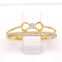 ราคา แหวนโบว์ฝังเม็ดเดียว แหวนเพชร แหวนทองเพชรแท้ ทองแท้ 37.5% (9K) ME773 (22543738643)