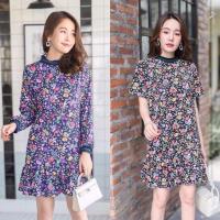 ราคา สินค้าพร้อมส่ง เดรสคอกลมลายดอกไม้ เดรสแขนยาว ลายดอกไม้ งานป้ายYPY นำเข้า (6787849748)